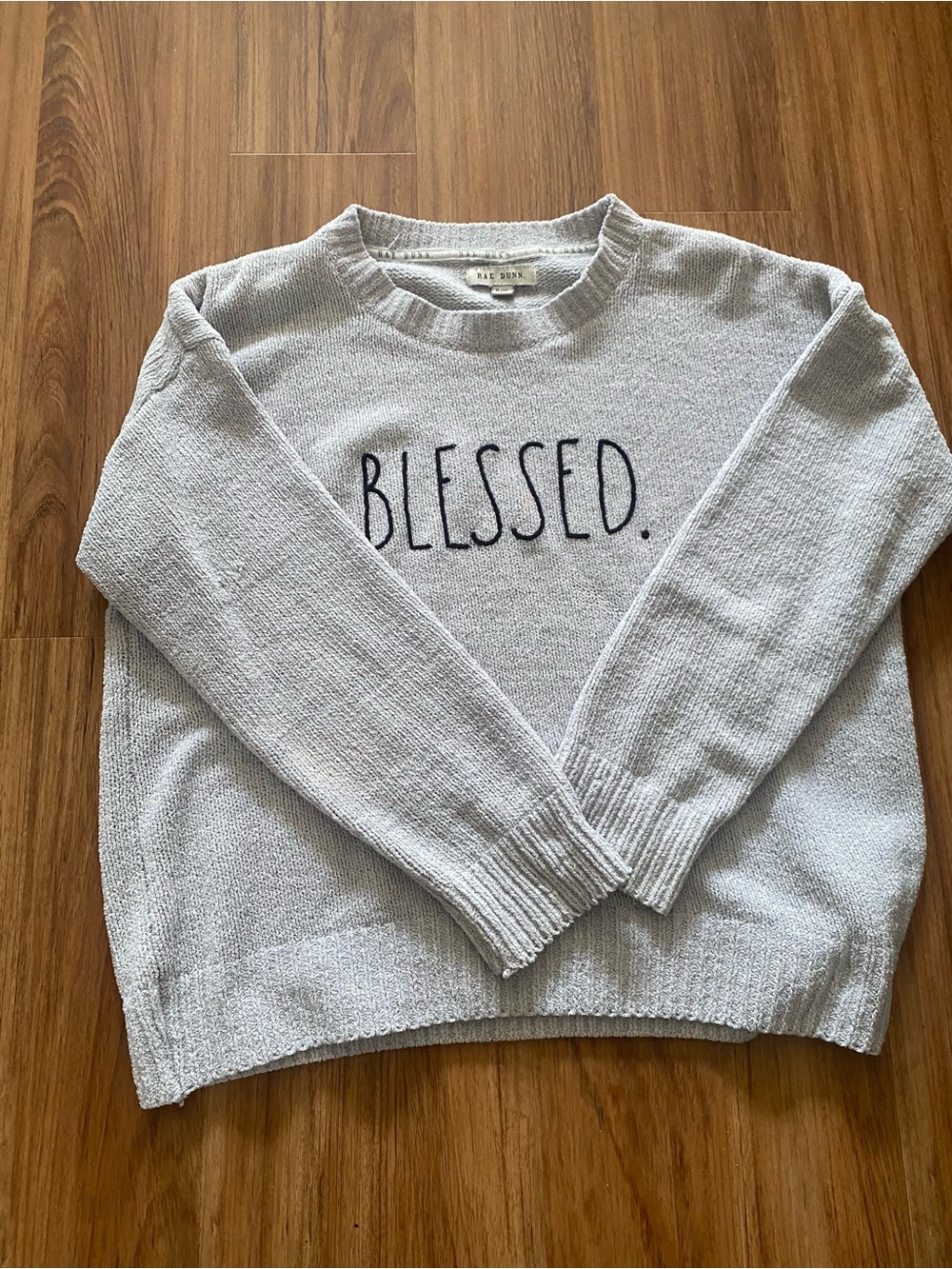 Rae Dunn Light Gray 'BLESSED.' Crewneck Sweater